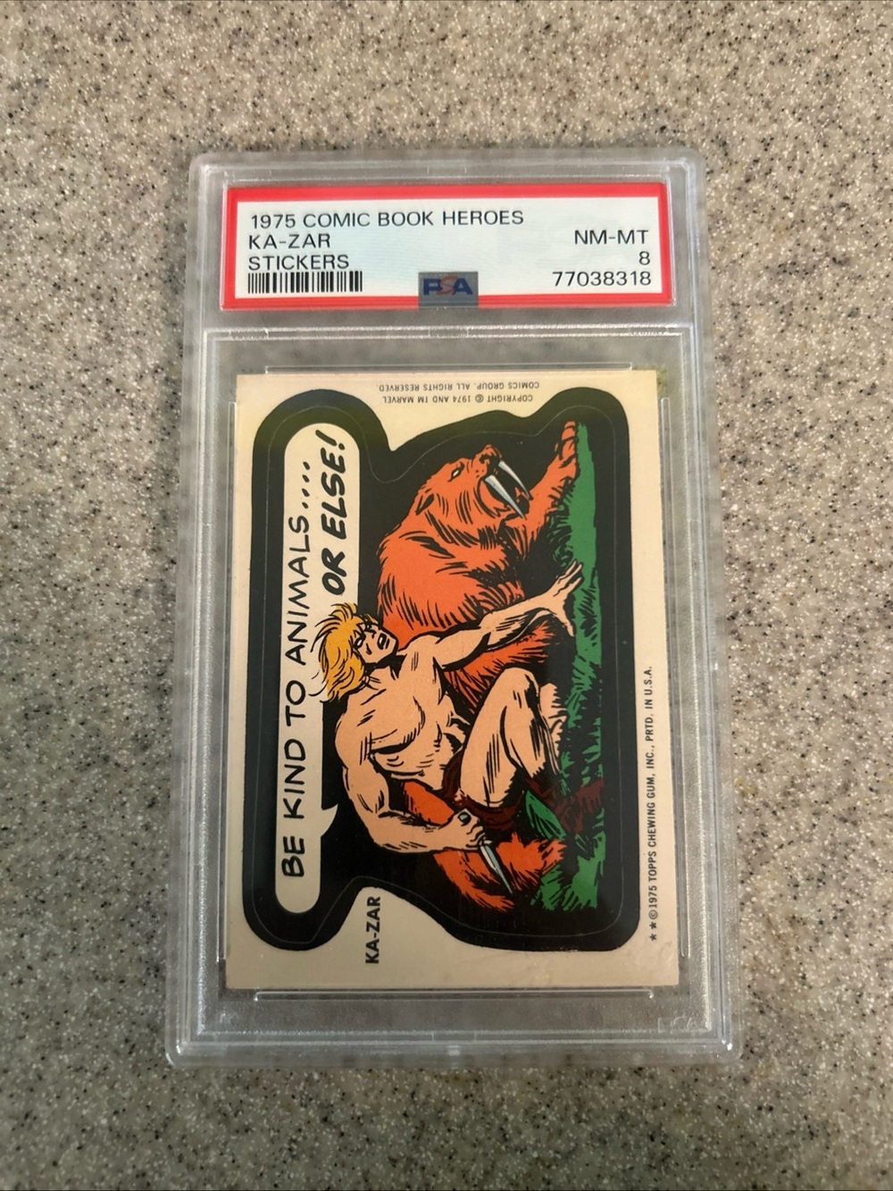 1975 Topps COMIC BOOK HEROES STICKERS KA-ZAR PSA 8